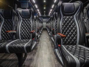 front view inside coach bus