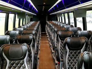 black intrior of coach bus
