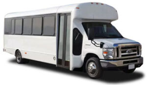 white mini bus