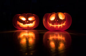 lighted pumpkins